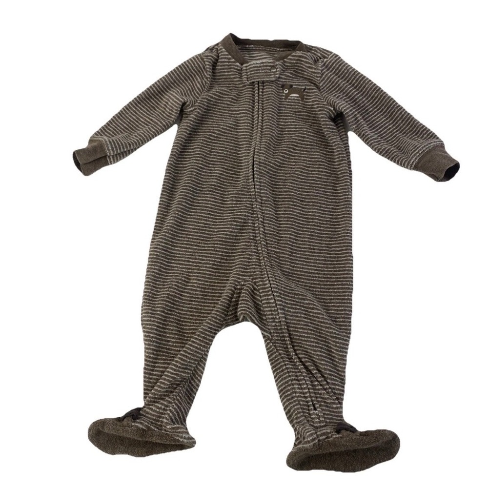 Carters Baby Boy 6M Brown Striped Dog Footed Sleeper Pajamas‎ 1I507710